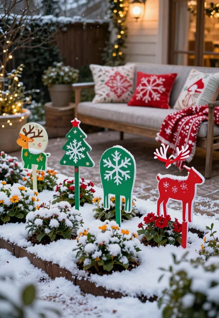 15 Decoraciones de Patio de Navidad Que Resisten Viento y Lluvia - 11. Christmas Garden Stakes 1