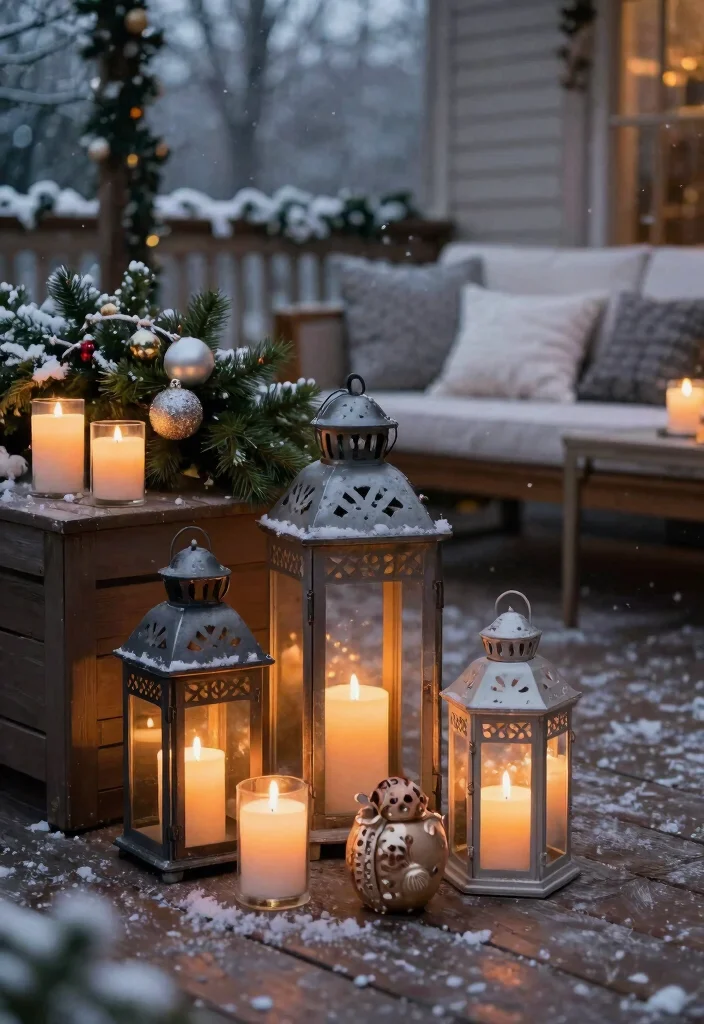 15 Decoraciones de Patio de Navidad Que Resisten Viento y Lluvia - 7. Scented Outdoor Candles 1