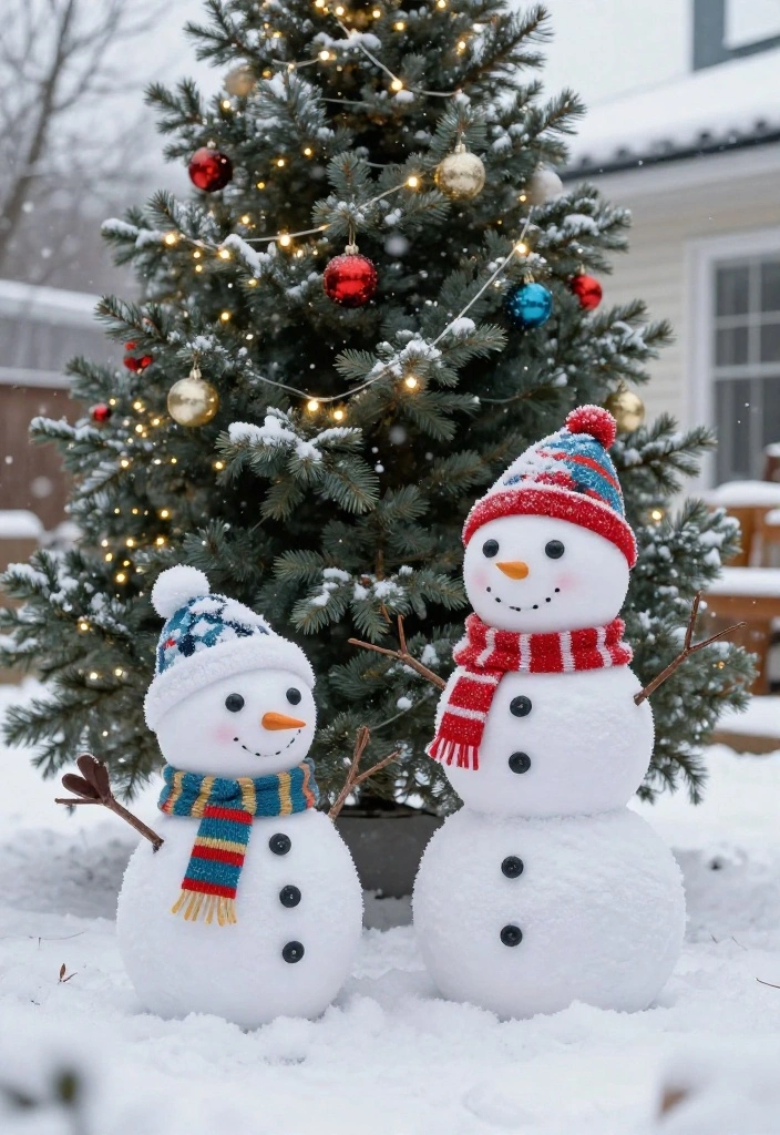 15 Decoraciones de Patio de Navidad Que Resisten Viento y Lluvia - 8. Snowman Decorations 1