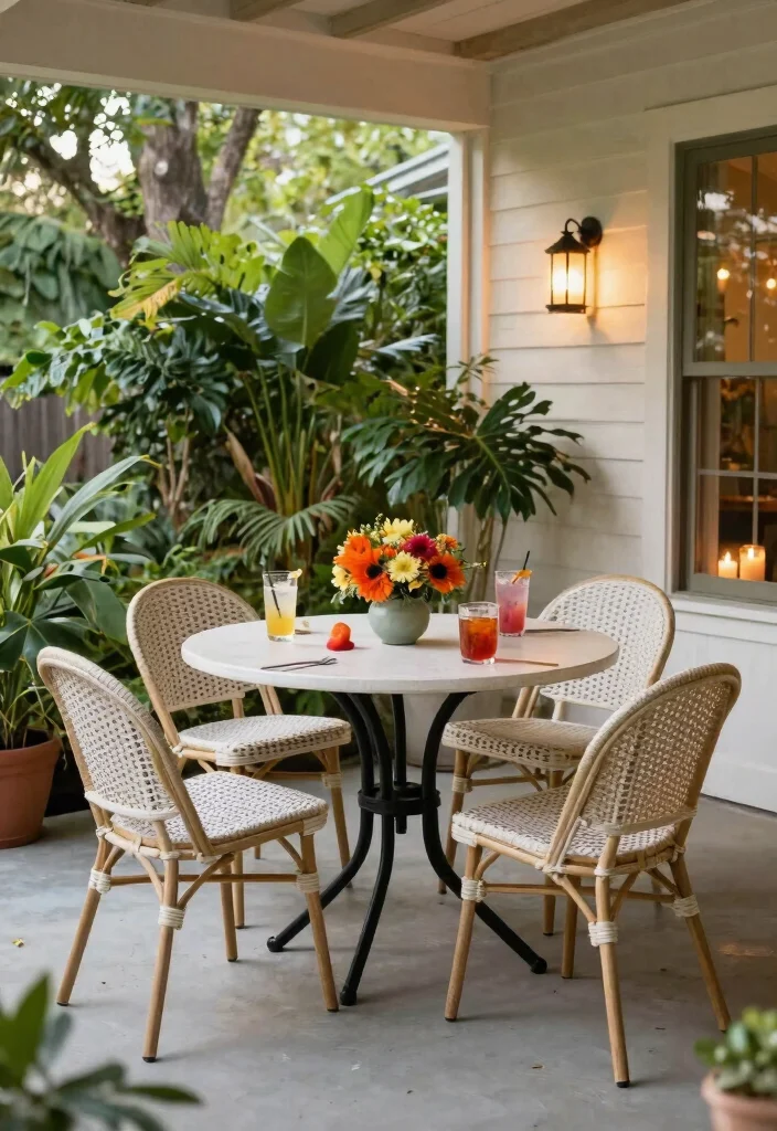 15 Front Porch Furniture Sets That Fit Small Porches Without Crowding - 11. Small Dining Set for Al Fresco Meals 1