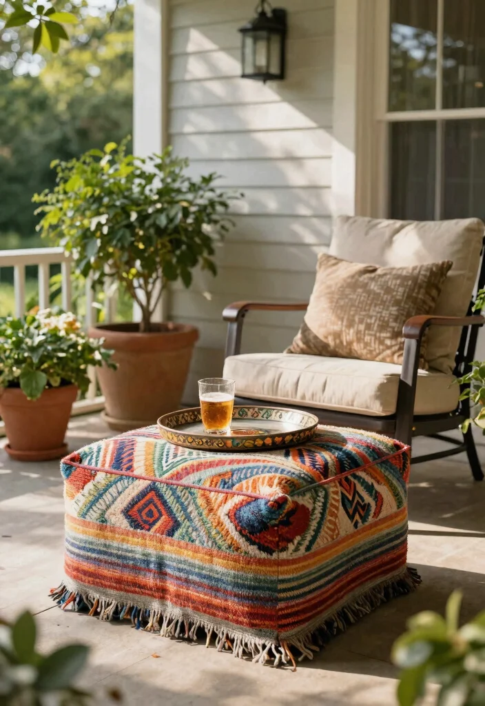 15 Front Porch Furniture Sets That Fit Small Porches Without Crowding - 9. Outdoor Ottoman for Versatile Comfort 1