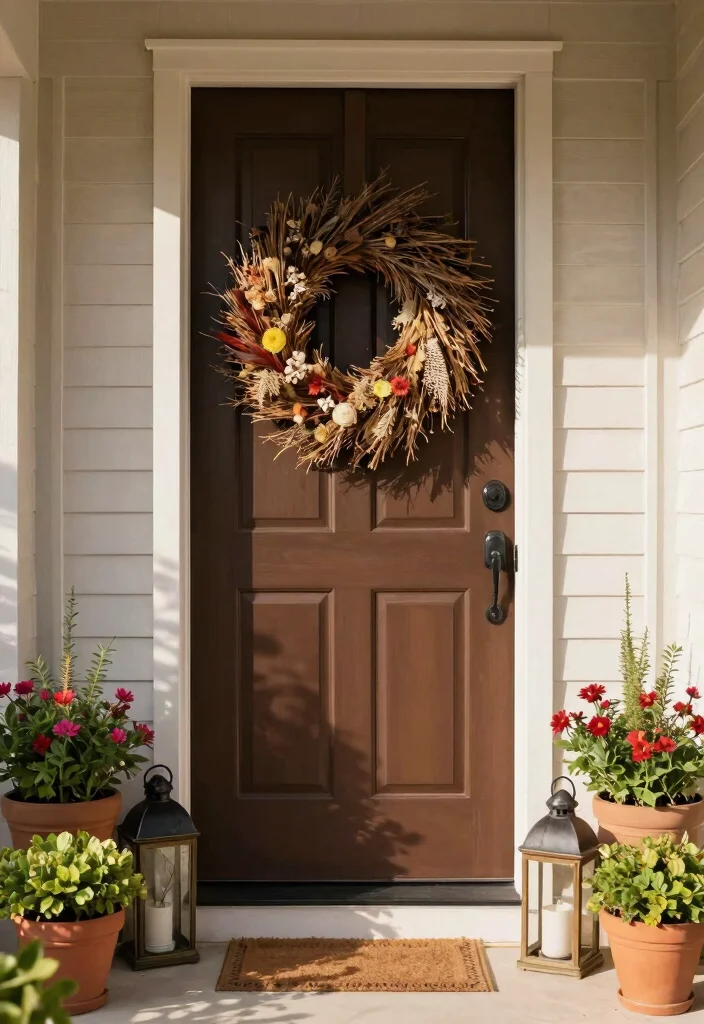 15 Front Yard Decor Ideas That Boost Curb Appeal Without a Full Makeover - 15. Seasonal Front Door Decor 1