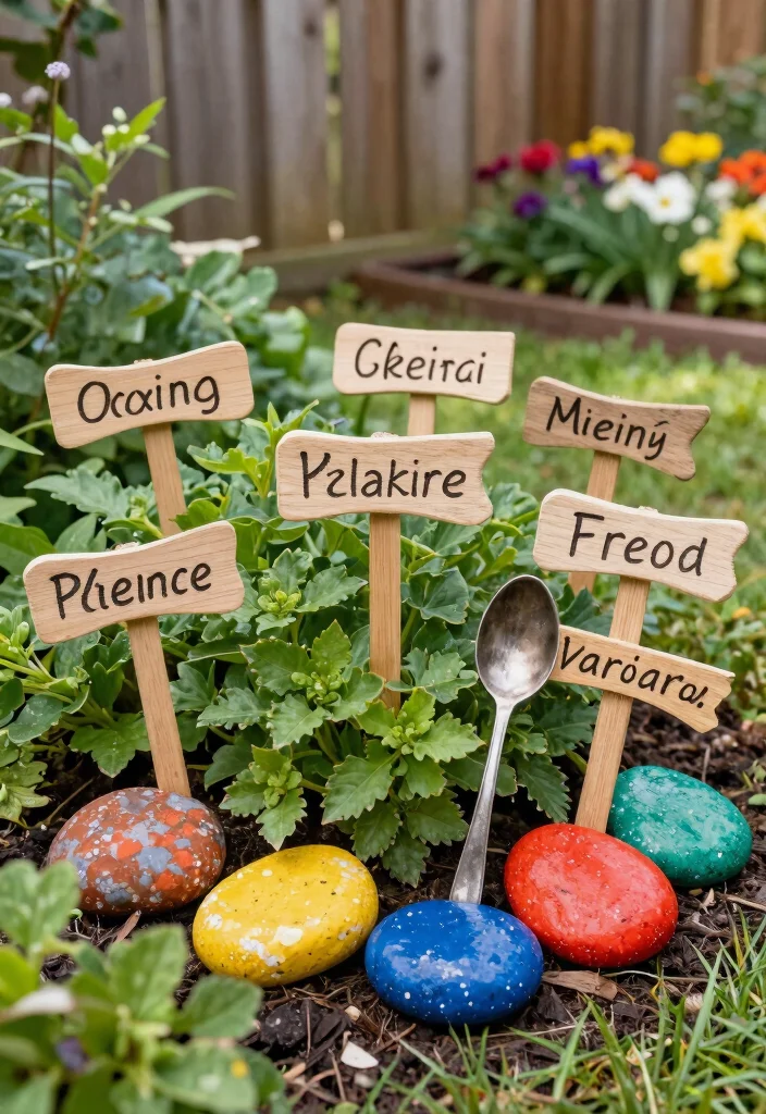 15 Front Yard Decor Ideas That Boost Curb Appeal Without a Full Makeover - 2. DIY Garden Markers 1