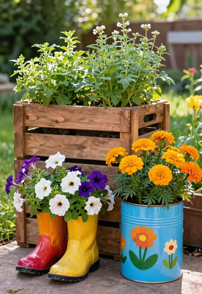 15 Front Yard Decor Ideas That Boost Curb Appeal Without a Full Makeover - 4. Creative Upcycled Planters 1