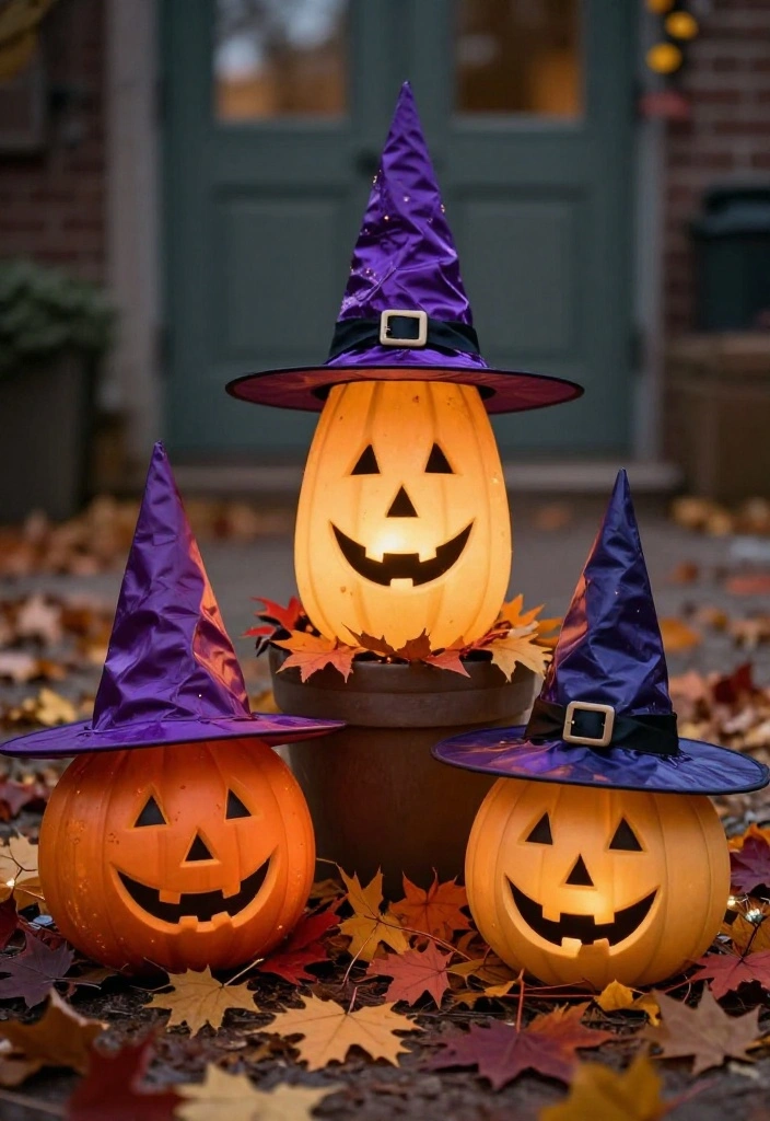 15 Front Yard Halloween Decorations That Don't Blow Away - 13. Durable Witch Hats 1