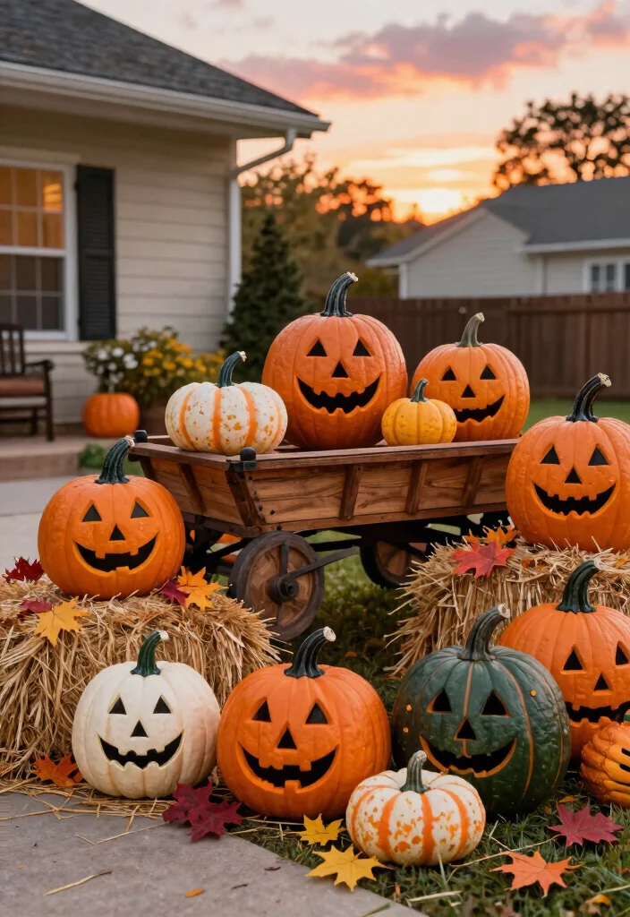 15 Front Yard Halloween Decorations That Don't Blow Away - 4. Durable Pumpkin Decorations 1