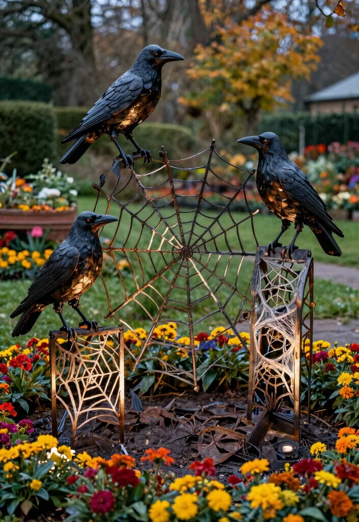 15 Front Yard Halloween Decorations That Don't Blow Away - 5. Metal Yard Art 1