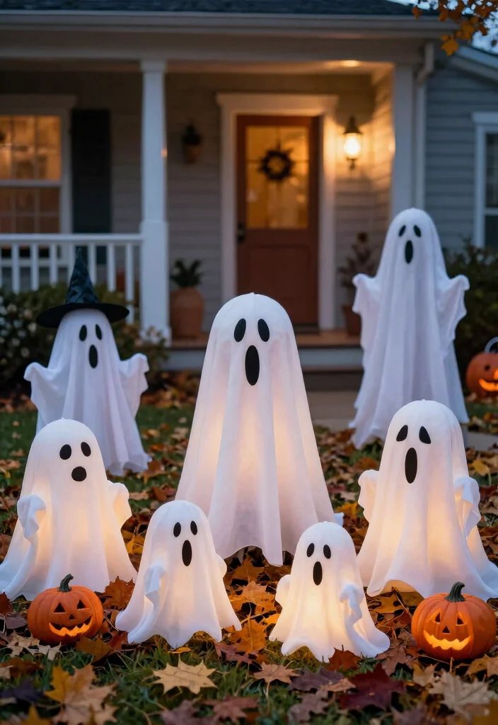 15 Front Yard Halloween Decorations That Don't Blow Away - 7. Solid Ghost Decor 1