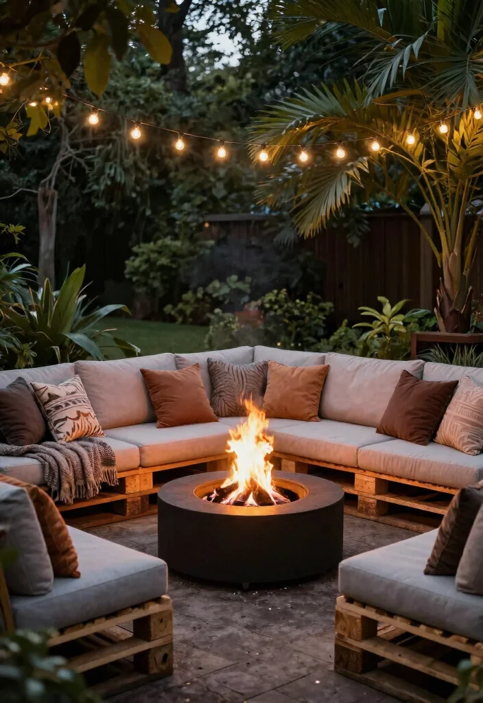 15 Meubles de Patio Palette Ideas That Look Expensive - 7. Cozy Pallet Fire Pit Seating 1