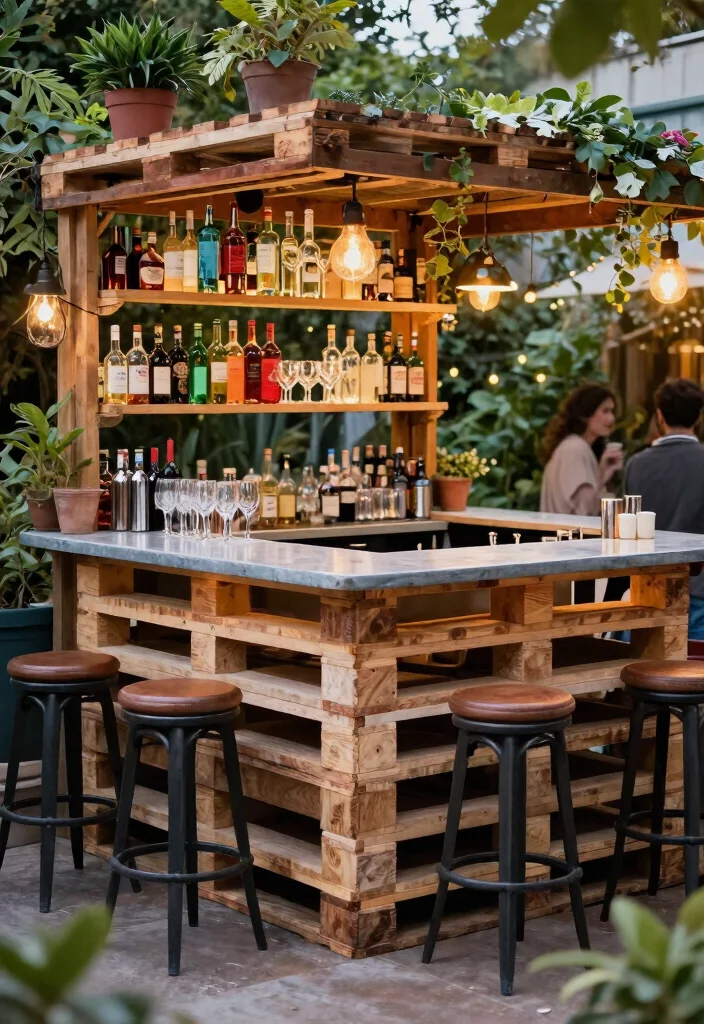15 Meubles de Patio Palette Ideas That Look Expensive - 8. Compact Pallet Bar 1