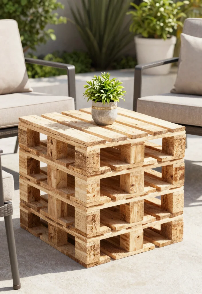 15 Meubles de Patio Palette Ideas That Look Expensive - 9. Creative Pallet Side Table 1