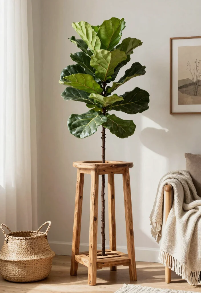 15 Modern Plant Stand Ideas That Don't Tip Over With Tall Plants - 2. Rustic Wooden Stands for Warmth 1