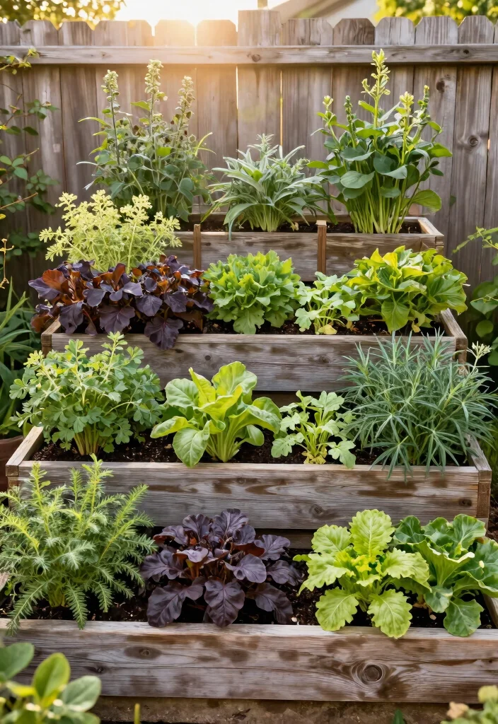 15 Modular Raised Garden Bed Ideas That Expand as Your Garden Grows - 10. Tiered Herb & Vegetable Garden 1