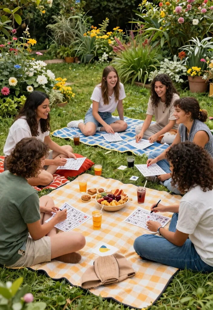 15 Outdoor Party Games That Work for All Ages and Skill Levels - 9. Picnic Blanket Bingo 1