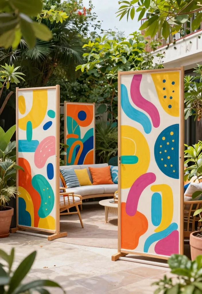 15 Outdoor Privacy Screen Ideas That Block Views Without Looking Cheap - 11. Artistic Canvas Screens 1