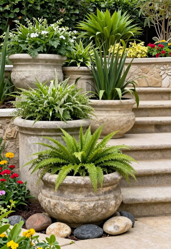 15 Outdoor Privacy Screen Ideas That Block Views Without Looking Cheap - 14. Stone Planters as Privacy Barriers 1