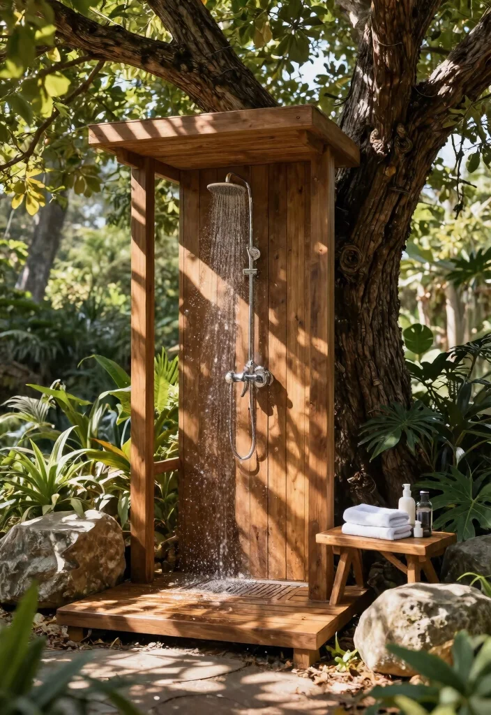 15 Outdoor Shower Ideas That Give You Full Privacy - 10. Treetop Shower 1
