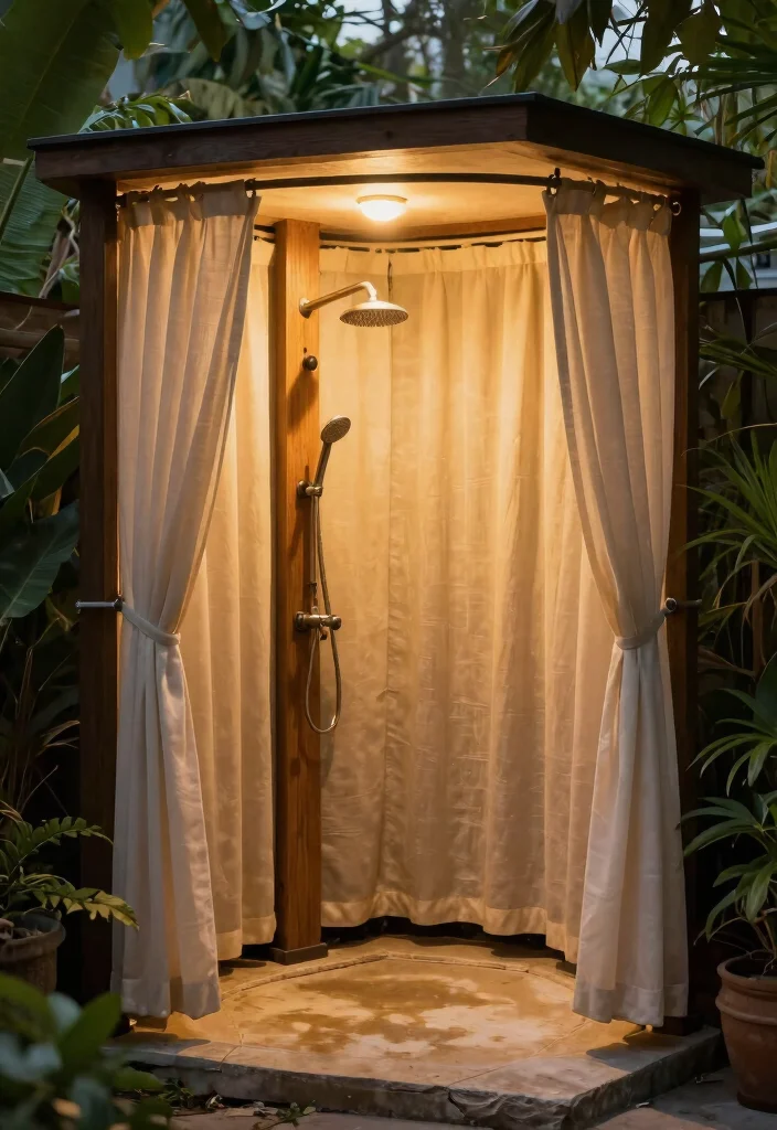 15 Outdoor Shower Ideas That Give You Full Privacy - 12. Enclosed Canopy Shower 1