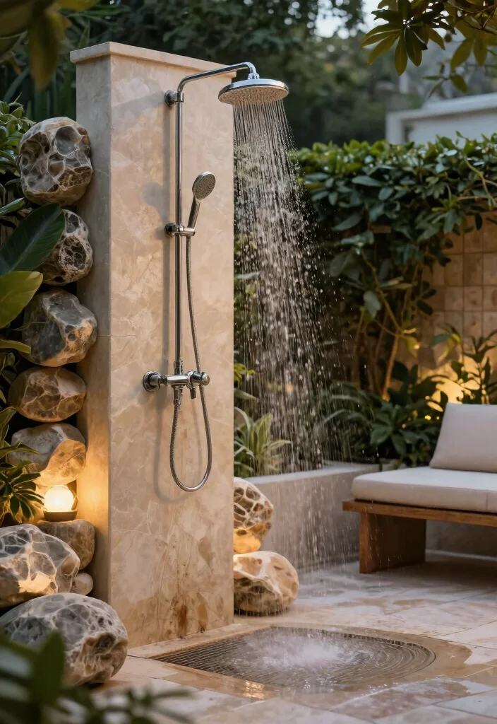 15 Outdoor Shower Ideas That Give You Full Privacy - 13. Luxury Spa Shower 1