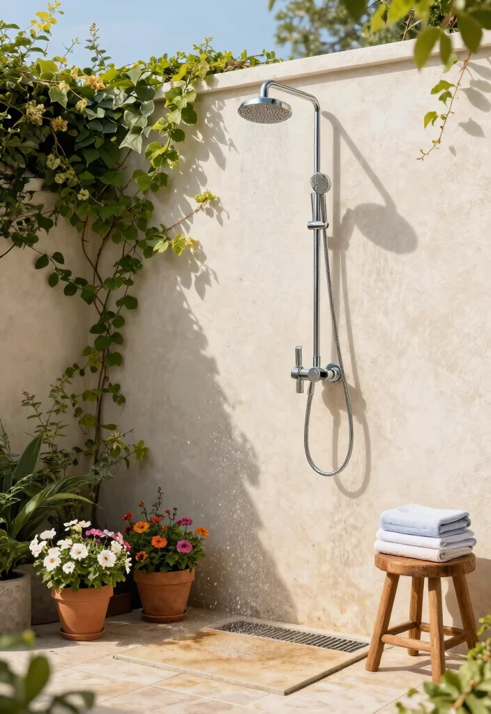 15 Outdoor Shower Ideas That Give You Full Privacy - 2. Garden Wall Shower 1