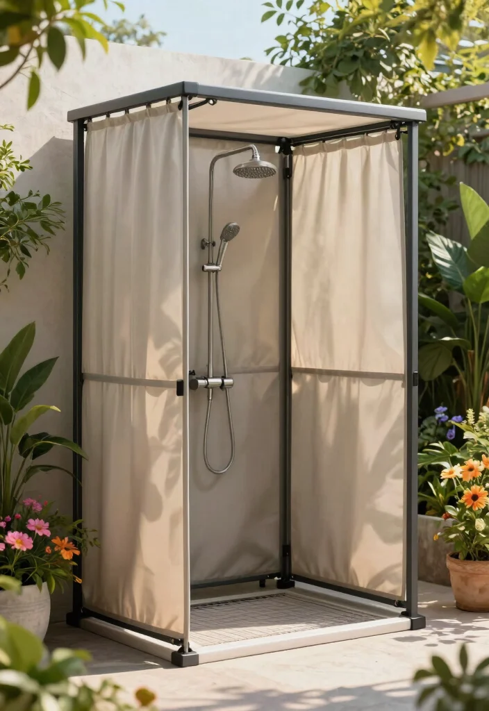 15 Outdoor Shower Ideas That Give You Full Privacy - 6. Retractable Shower Enclosure 1