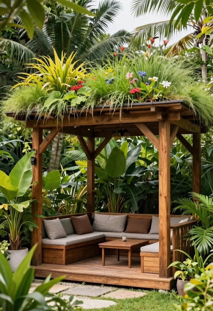 15 Pergola Off House Ideas That Don't Damage Siding or Roof - 5. Pergola with a Green Roof 1