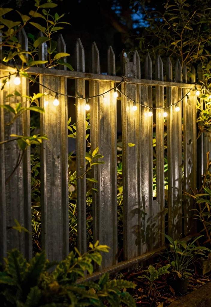 15 Sheet Metal Fence Ideas That Go Up Fast on a Tight Budget - 14. Sheet Metal Enhancements with Lighting 1