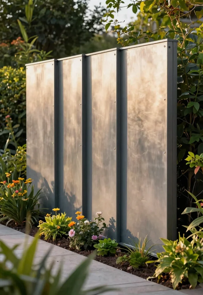 15 Sheet Metal Fence Ideas That Go Up Fast on a Tight Budget - 4. Sheet Metal Privacy Screens 1