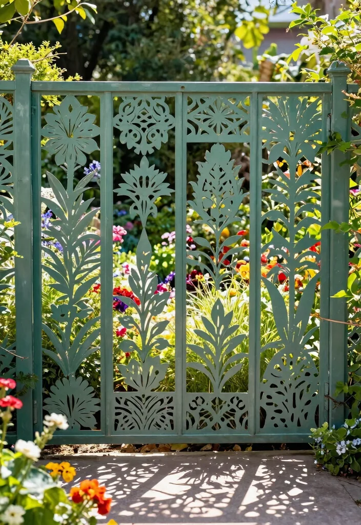 15 Sheet Metal Fence Ideas That Go Up Fast on a Tight Budget - 5. Decorative Metal Cutouts 1