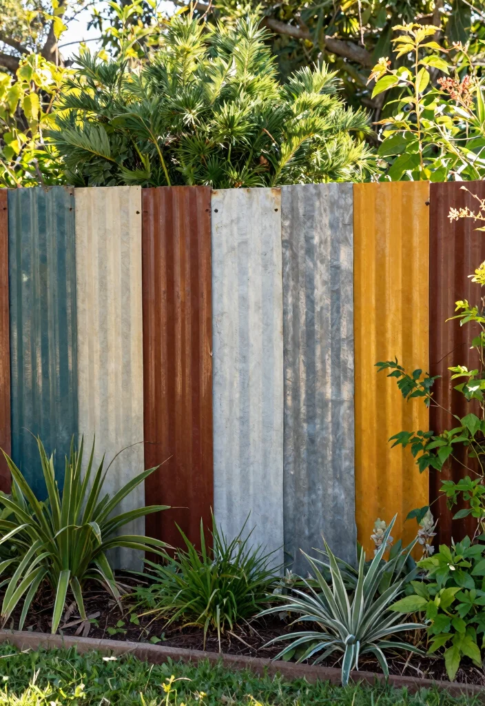15 Sheet Metal Fence Ideas That Go Up Fast on a Tight Budget - 8. Recycled Sheet Metal for Eco-Friendly Fencing 1