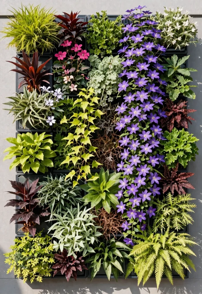 15 Trellis for Clematis Ideas That Handle Full Weight at Bloom - 14. Vertical Garden Wall 1
