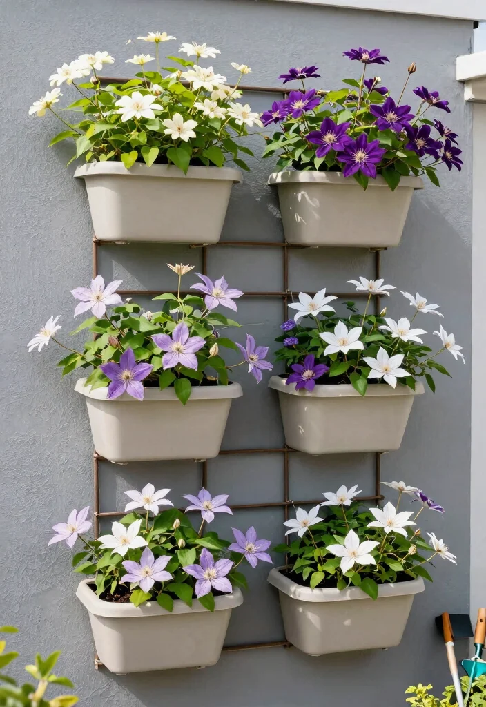 15 Trellis for Clematis Ideas That Handle Full Weight at Bloom - 5. Trellis Wall Planters 1