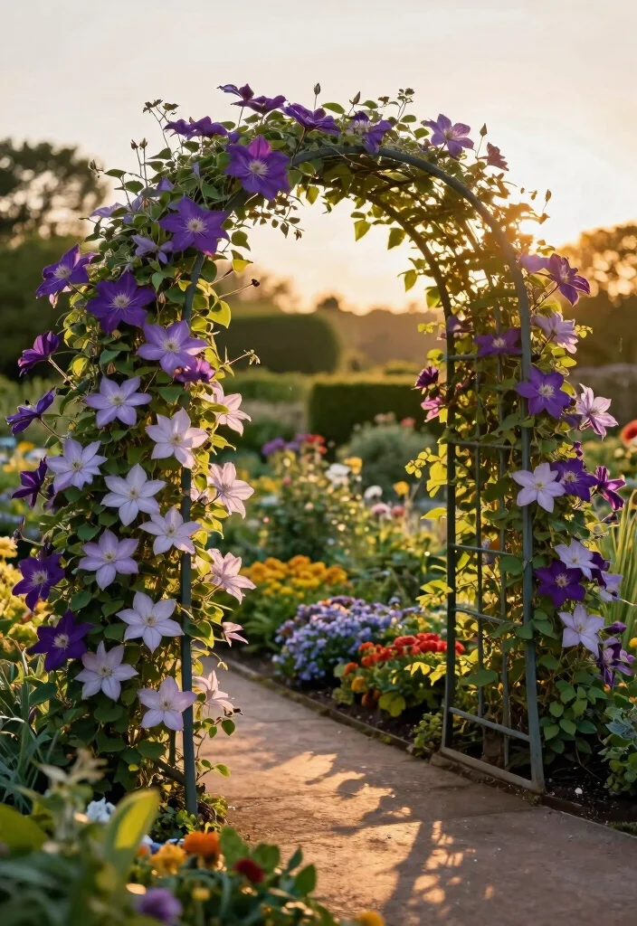 15 Trellis for Clematis Ideas That Handle Full Weight at Bloom - 6. Arching Metal Trellis 1